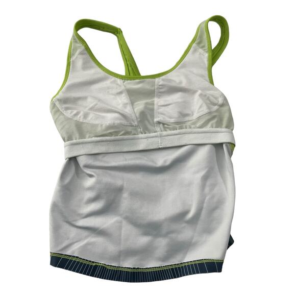Nike Womens Size XS Fitted Athletic Tank Top Built in Bra Sleeveless Yellow Blue - Picture 8 of 16